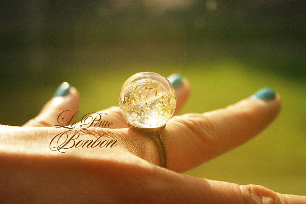 Löwenzahn Getrocknete Pollen Glas Kugel Ring von lepetitebonbon