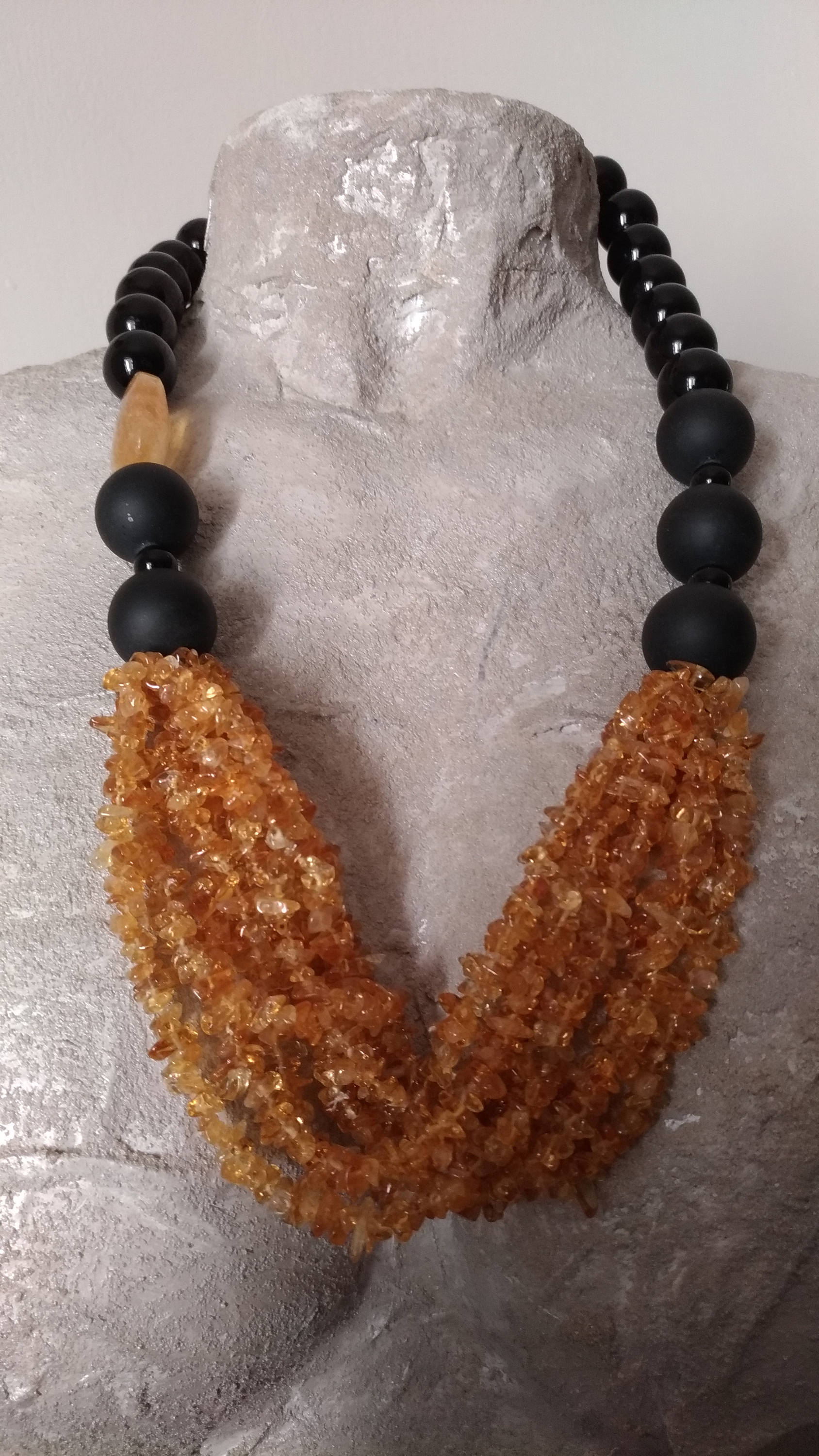 Edelstein Halskette. Black Onyx Perlen Stränge Aus Achat Und Quarz. Einzelstück Edelstein Halskette. Black Onyx Perlen Stränge Aus Achat Und Quarz. Einzelstück von lepiracante