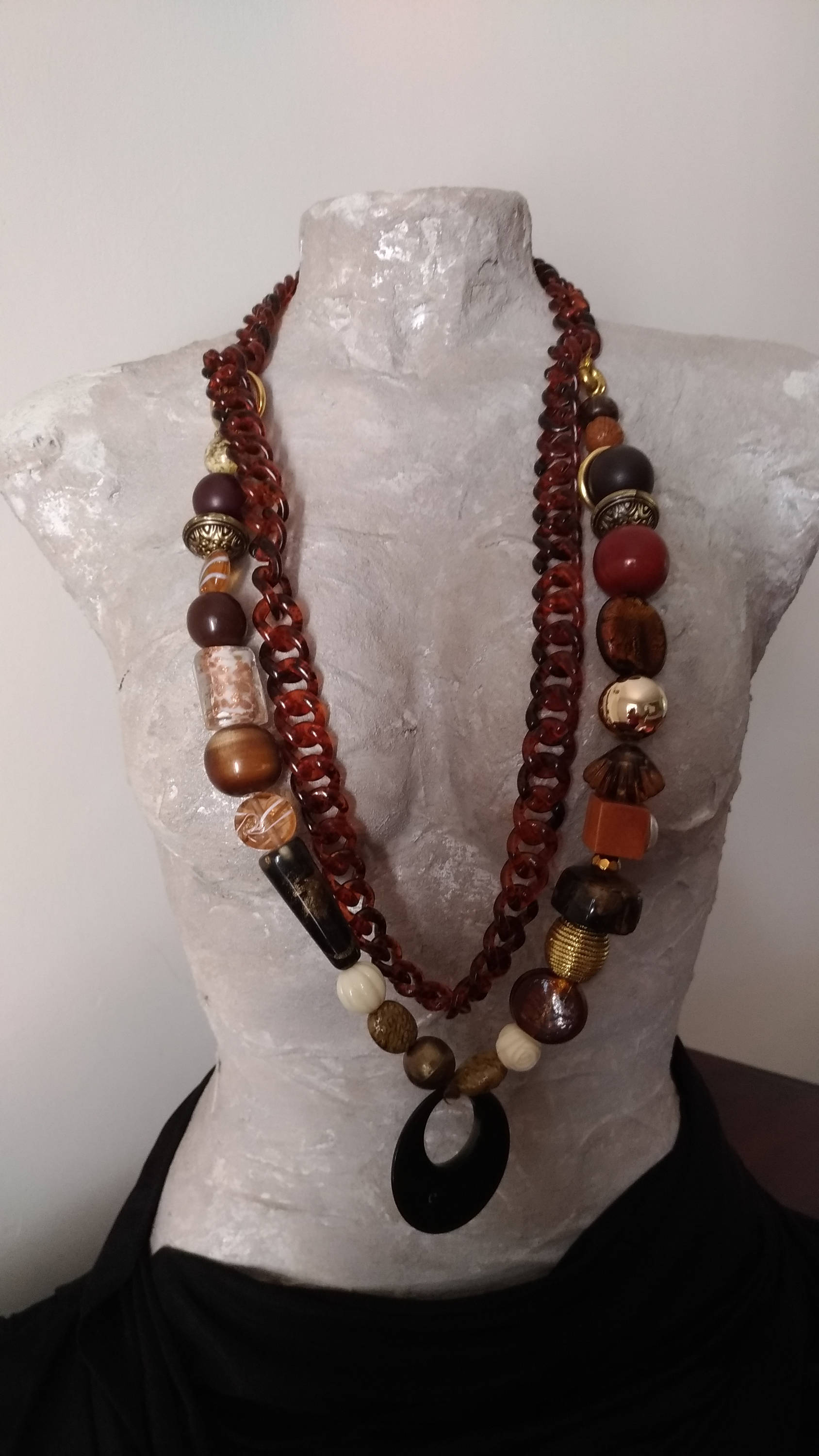 Lange Halskette Anhänger Schmuck Kette Maxi-Single Mit Erdfarben Lange Halskette Anhänger Schmuck Kette Maxi-Single Mit Erdfarben von lepiracante