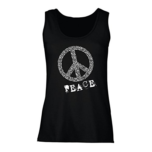 lepni.me Damen Tank-Top Peace Symbol 60er Jahre 70er Jahre Hippie-Festival, Zeichen der Freiheit (M Schwarz Mehrfarben) von lepni.me