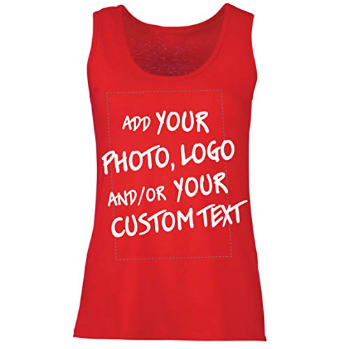 lepni.me Damen Tank-Top Machen Sie Ihren eigenen personalisierten Bedrucken Lassen Druck mit Lieblingsfoto oder Wunschtex (L Rot Mehrfarben) von lepni.me