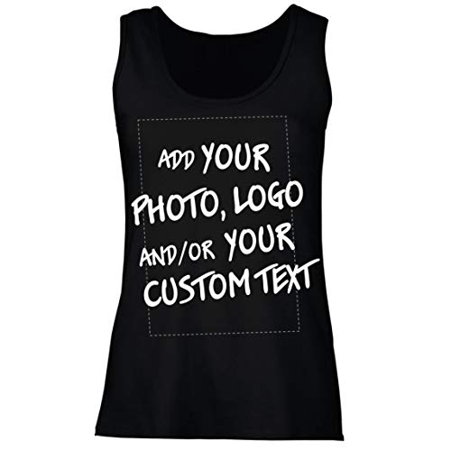 lepni.me Damen Tank-Top Machen Sie Ihren eigenen personalisierten Bedrucken Lassen Druck mit Lieblingsfoto oder Wunschtex (L Schwarz Mehrfarben) von lepni.me