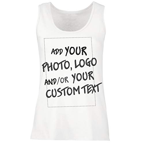 lepni.me Damen Tank-Top Machen Sie Ihren eigenen personalisierten Bedrucken Lassen Druck mit Lieblingsfoto oder Wunschtex (L Weiß Mehrfarben) von lepni.me