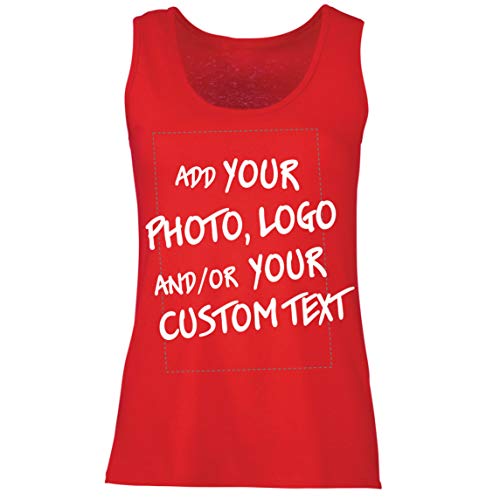 lepni.me Damen Tank-Top Machen Sie Ihren eigenen personalisierten Bedrucken Lassen Druck mit Lieblingsfoto oder Wunschtex (M Rot Mehrfarben) von lepni.me