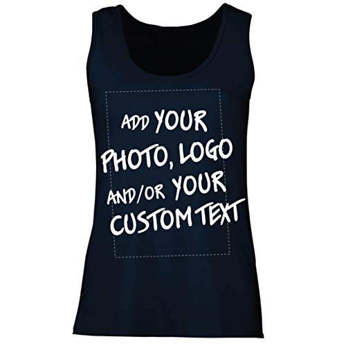 lepni.me Damen Tank-Top Machen Sie Ihren eigenen personalisierten Bedrucken Lassen Druck mit Lieblingsfoto oder Wunschtex (XXL Blau Mehrfarben) von lepni.me