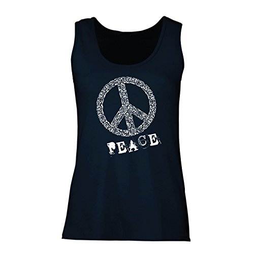 lepni.me Damen Tank-Top Peace Symbol 60er Jahre 70er Jahre Hippie-Festival, Zeichen der Freiheit (S Blau Mehrfarben) von lepni.me