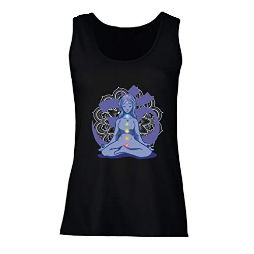 lepni.me Damen Tank-Top Yoga Meditation Asana Mandala Geist Körper Seele (XL Schwarz Mehrfarben) von lepni.me