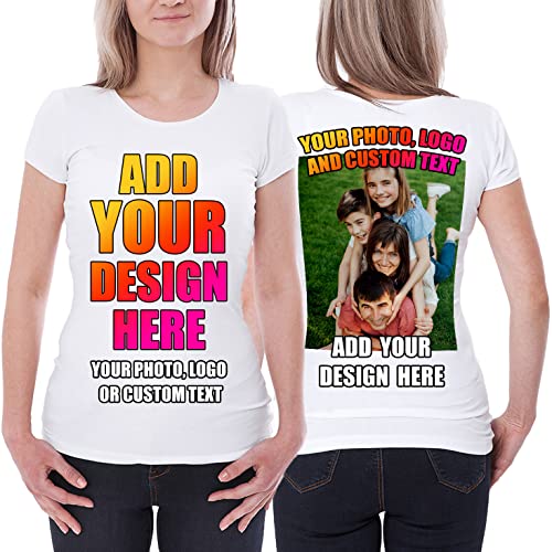 lepni.me Frauen T-Shirt Benutzerdefinierter 2-seitiger Vorder- und Rückseitendruck Personalisierter Text oder Entwerfen Sie Ihr Eigenes Bild (S Weiß Mehrfarben) von lepni.me