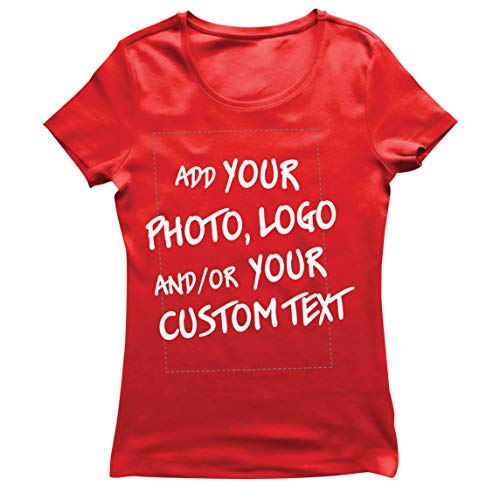 lepni.me Frauen T-Shirt Machen Sie Ihren eigenen personalisierten Bedrucken Lassen Druck mit Lieblingsfoto oder Wunschtex (XL Rot Mehrfarben) von lepni.me