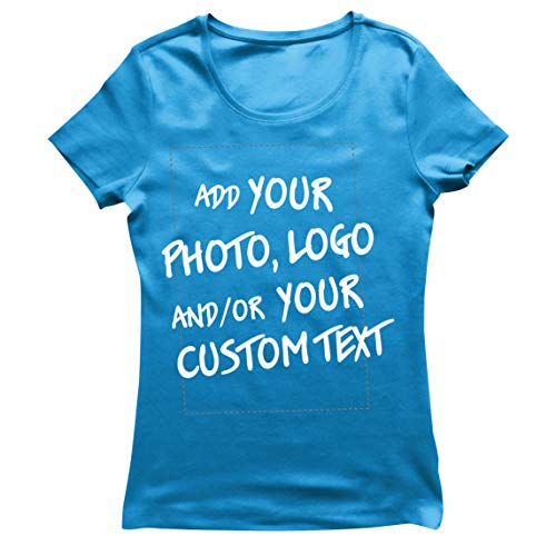 lepni.me Frauen T-Shirt Machen Sie Ihren eigenen personalisierten Bedrucken Lassen Druck mit Lieblingsfoto oder Wunschtex (XXL Blau Mehrfarben) von lepni.me