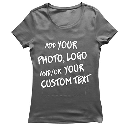 lepni.me Frauen T-Shirt Machen Sie Ihren eigenen personalisierten Bedrucken Lassen Druck mit Lieblingsfoto oder Wunschtex (XXL Graphit Mehrfarben) von lepni.me