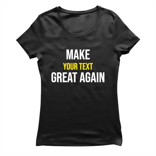 lepni.me Frauen T-Shirt Personalisiertes Make Great Again T-Shirt mit Ihrem Individuellen Text oder Namen | Gestalten Sie Ihr Anpassbarem Eigenes 2-seitiges Statement-Shirt (XXL Schwarz Mehrfarben) von lepni.me