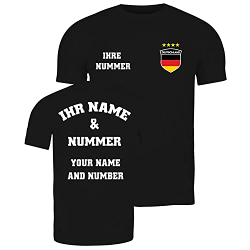 lepni.me Herren Deutschland Fußball Trikot Dein Name und Deine Nummer T-Shirts Geschenke zur Fußball-Europameisterschaft oder Weltmeisterschaft 2022 (L Schwarz Mehrfarben) von lepni.me