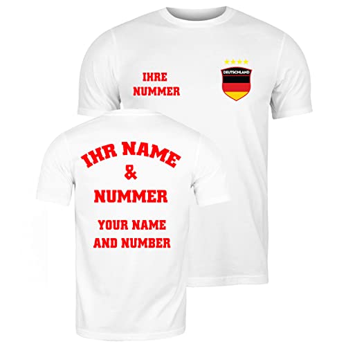 lepni.me Herren Deutschland Fußball Trikot Dein Name und Deine Nummer T-Shirts Geschenke zur Fußball-Europameisterschaft oder Weltmeisterschaft 2022 (XXL Weiß Mehrfarben) von lepni.me
