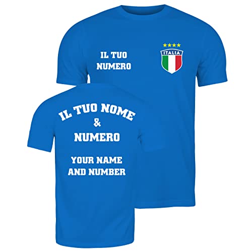 lepni.me Herren Italien Fußball T-Shirts | Dein Name und Deine Nummer | Geschenke zur Fußball-Europameisterschaft oder Weltmeisterschaft 2022 (M Royal-Blue Mehrfarben) von lepni.me