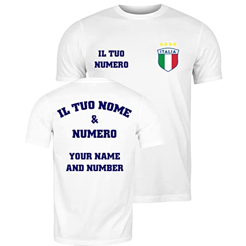 lepni.me Personalisiertes Herren-Fußballtrikot Italien T-Shirt | Ihr Name und Ihre Nummer | Italienische Flagge | Fußball-Europameisterschaft 2024 (M Weiß Mehrfarben) von lepni.me