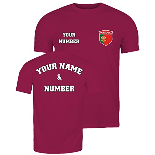 lepni.me Herren Portugal Fußball Shirt mit Ihrem Namen und Nummer | Portugiesisch Flagge Abzeichen Personalisiertes Trikot Weltmeisterschaft 2022 (L Burgund Mehrfarben) von lepni.me