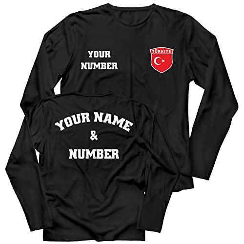 lepni.me Herren T Shirt Türkei Fußball Trikot mit Name und Nummer | Türkisches Flaggen Abzeichen Personalisiertes Jersey Custom | WM 2022 (L Schwarz Mehrfarben) von lepni.me