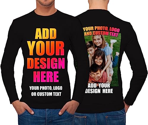 lepni.me Herren T Shirts Benutzerdefinierter 2-seitiger Vorder- und Rückseitendruck Personalisierter Text oder Entwerfen Sie Ihr Eigenes Bild (M Schwarz Mehrfarben) von lepni.me