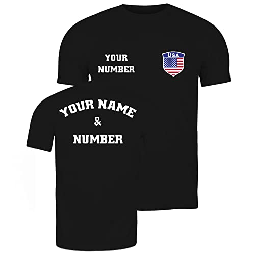 lepni.me Herren Vereinigte Staaten Fußball Shirt Ihrem Namen Nummer Amerikanische Flagge Abzeichen Personalisiertes Trikot Weltmeisterschaft 2022 (3XL Schwarz Mehrfarben) von lepni.me