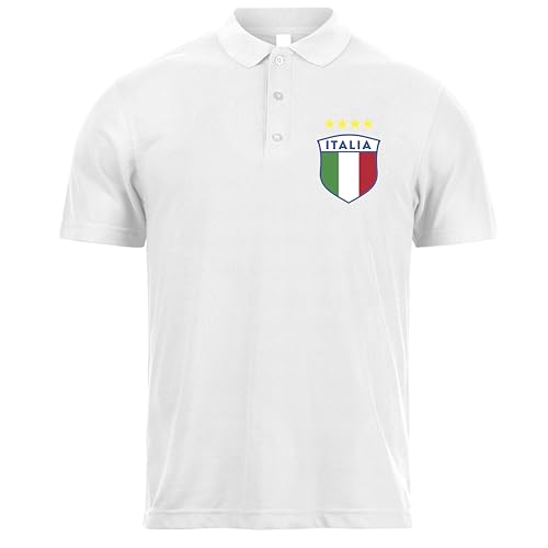lepni.me Italien-Fußball-Poloshirt für Herren mit Namen und Nummer | Italienische Flagge Abzeichen Personalisiertes Trikot | Europameisterschaft 2024 (XL Weiß Ohne Druck) von lepni.me