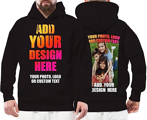 lepni.me Kapuzenpullover Benutzerdefinierter 2-seitiger Vorder- und Rückseitendruck Personalisierter Text oder Entwerfen Sie Ihr Eigenes Bild (L Schwarz Mehrfarben) von lepni.me