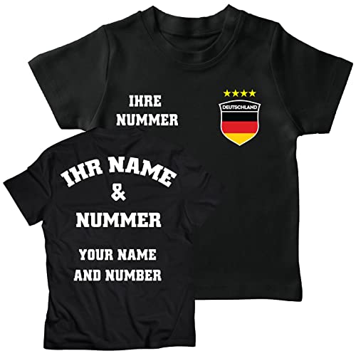 lepni.me Kinder Deutschland Fußball Trikot Dein Name und Deine Nummer T-Shirts Fußball Europameisterschaft oder WM 2022 Geschenke (3-4 Jahre Schwarz Mehrfarben) von lepni.me