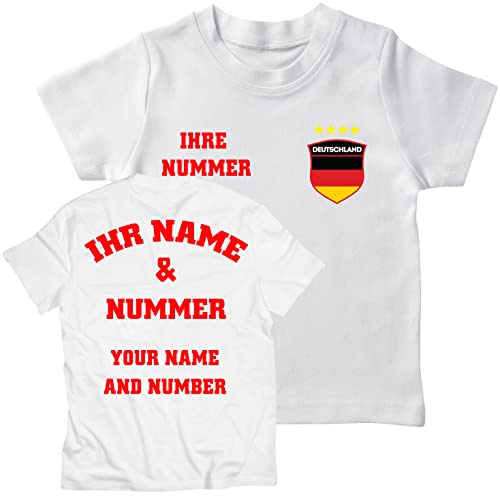 lepni.me Kinder Deutschland Fußball Trikot Dein Name und Deine Nummer T-Shirts Fußball Europameisterschaft oder WM 2022 Geschenke (3-4 Jahre Weiß Mehrfarben) von lepni.me