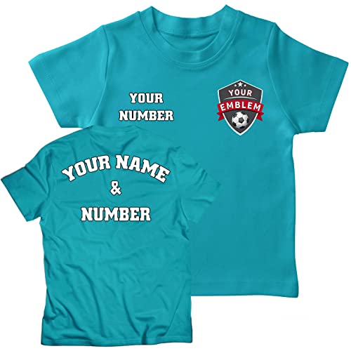 lepni.me Kinder Fußball Trikot mit Dem Emblem Ihres Lieblingsvereins Personalisierter Name und Nummer Individuelles T-Shirt Fahnenabzeichen (9-11 Jahre Hellblau Mehrfarben) von lepni.me