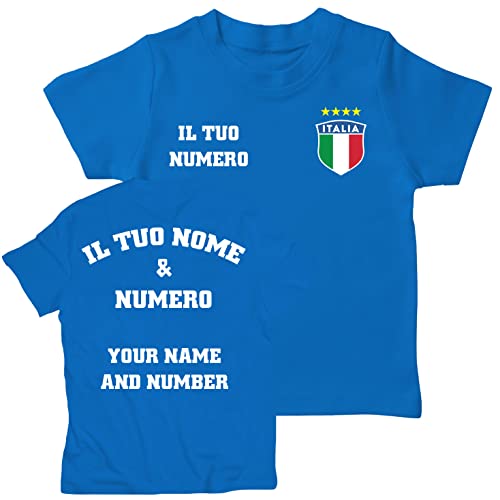 lepni.me Kinder Italien Fußball T-Shirts | Dein Name und Deine Nummer | Fußball Europameisterschaft oder WM 2022 Geschenke (14-15 Jahre Royal-Blue Mehrfarben) von lepni.me