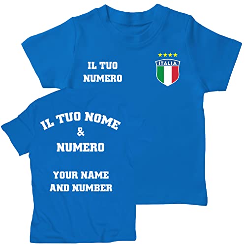 lepni.me Kinder Italien Fußball T-Shirts | Dein Name und Deine Nummer | Fußball Europameisterschaft oder WM 2022 Geschenke (5-6 Jahre Royal-Blue Mehrfarben) von lepni.me
