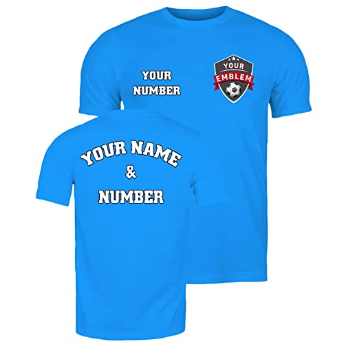 lepni.me Männer Fußball Trikot mit Dem Emblem Ihres Lieblingsvereins Personalisierter Name und Nummer Individuelles T-Shirt Fahnenabzeichen (L Blau Mehrfarben) von lepni.me