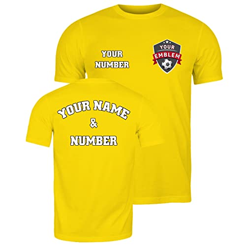 lepni.me Männer Fußball Trikot mit Dem Emblem Ihres Lieblingsvereins Personalisierter Name und Nummer Individuelles T-Shirt Fahnenabzeichen (L Gelb Mehrfarben) von lepni.me