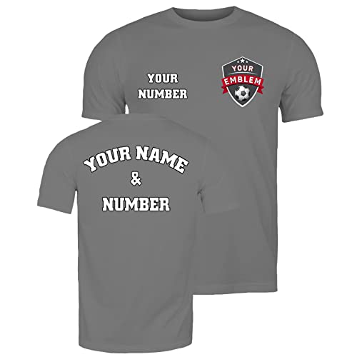 lepni.me Männer Fußball Trikot mit Dem Emblem Ihres Lieblingsvereins Personalisierter Name und Nummer Individuelles T-Shirt Fahnenabzeichen (M Graphit Mehrfarben) von lepni.me