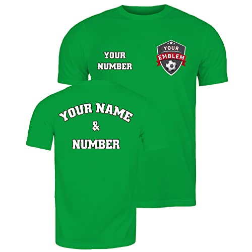 lepni.me Männer Fußball Trikot mit Dem Emblem Ihres Lieblingsvereins Personalisierter Name und Nummer Individuelles T-Shirt Fahnenabzeichen (S Grün Mehrfarben) von lepni.me