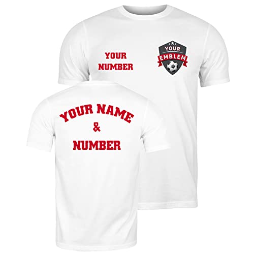 lepni.me Männer Fußball Trikot mit Dem Emblem Ihres Lieblingsvereins Personalisierter Name und Nummer Individuelles T-Shirt Fahnenabzeichen (XL Weiß Mehrfarben) von lepni.me