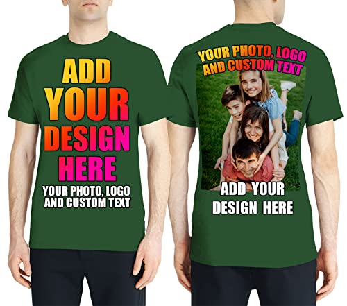 lepni.me Männer T-Shirt Benutzerdefinierter 2-seitiger Vorder- und Rückseitendruck Personalisierter Text oder Entwerfen Sie Ihr Eigenes Bild (L Dunkelgrün Mehrfarben) von lepni.me
