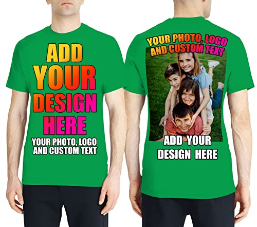 lepni.me Männer T-Shirt Benutzerdefinierter 2-seitiger Vorder- und Rückseitendruck Personalisierter Text oder Entwerfen Sie Ihr Eigenes Bild (L Grün Mehrfarben) von lepni.me