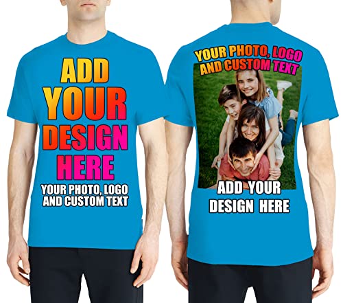 lepni.me Männer T-Shirt Benutzerdefinierter 2-seitiger Vorder- und Rückseitendruck Personalisierter Text oder Entwerfen Sie Ihr Eigenes Bild (L Blau Mehrfarben) von lepni.me