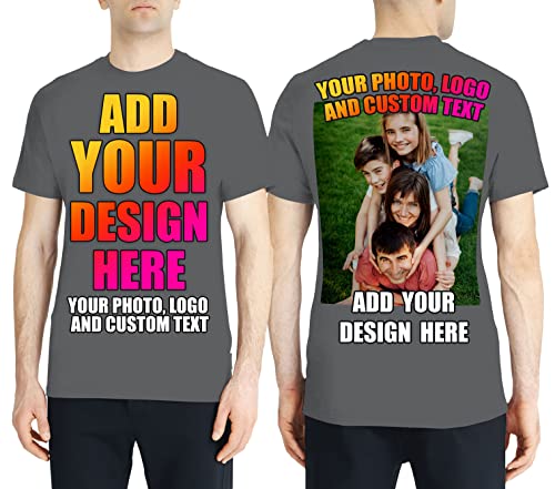 lepni.me Männer T-Shirt Benutzerdefinierter 2-seitiger Vorder- und Rückseitendruck Personalisierter Text oder Entwerfen Sie Ihr Eigenes Bild (L Graphit Mehrfarben) von lepni.me