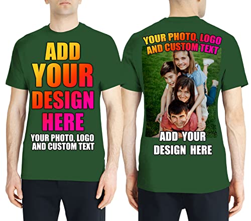 lepni.me Männer T-Shirt Benutzerdefinierter 2-seitiger Vorder- und Rückseitendruck Personalisierter Text oder Entwerfen Sie Ihr Eigenes Bild (M Dunkelgrün Mehrfarben) von lepni.me