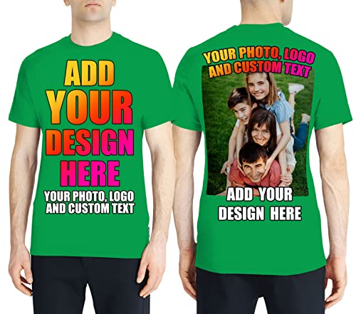 lepni.me Männer T-Shirt Benutzerdefinierter 2-seitiger Vorder- und Rückseitendruck Personalisierter Text oder Entwerfen Sie Ihr Eigenes Bild (M Grün Mehrfarben) von lepni.me