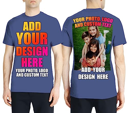 lepni.me Männer T-Shirt Benutzerdefinierter 2-seitiger Vorder- und Rückseitendruck Personalisierter Text oder Entwerfen Sie Ihr Eigenes Bild (M Heidekraut Blau Mehrfarben) von lepni.me