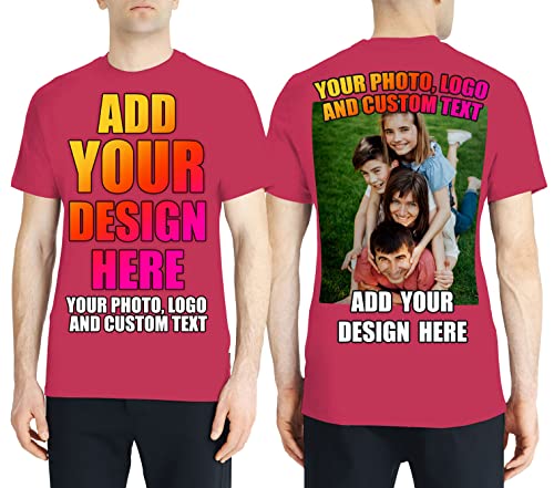 lepni.me Männer T-Shirt Benutzerdefinierter 2-seitiger Vorder- und Rückseitendruck Personalisierter Text oder Entwerfen Sie Ihr Eigenes Bild (M Heidekraut Rot Mehrfarben) von lepni.me