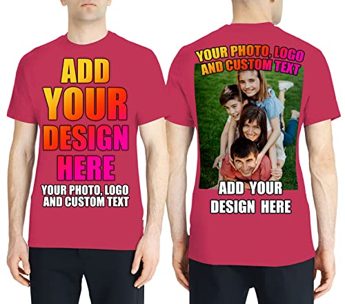 lepni.me Männer T-Shirt Benutzerdefinierter 2-seitiger Vorder- und Rückseitendruck Personalisierter Text oder Entwerfen Sie Ihr Eigenes Bild (S Heidekraut Rot Mehrfarben) von lepni.me