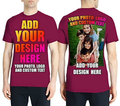 lepni.me Männer T-Shirt Benutzerdefinierter 2-seitiger Vorder- und Rückseitendruck Personalisierter Text oder Entwerfen Sie Ihr Eigenes Bild (XL Burgund Mehrfarben) von lepni.me