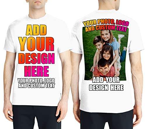 lepni.me Männer T-Shirt Benutzerdefinierter 2-seitiger Vorder- und Rückseitendruck Personalisierter Text oder Entwerfen Sie Ihr Eigenes Bild (XL Weiß Mehrfarben) von lepni.me