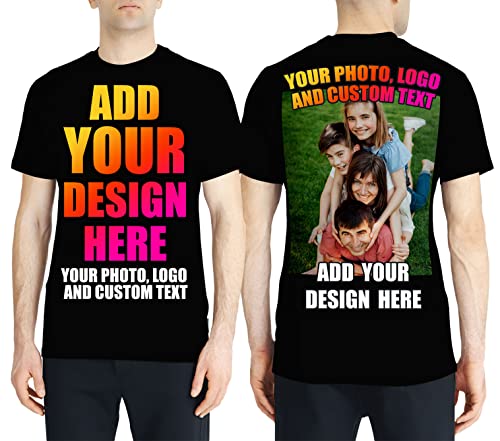 lepni.me Männer T-Shirt Benutzerdefinierter 2-seitiger Vorder- und Rückseitendruck Personalisierter Text oder Entwerfen Sie Ihr Eigenes Bild (XXL Schwarz Mehrfarben) von lepni.me