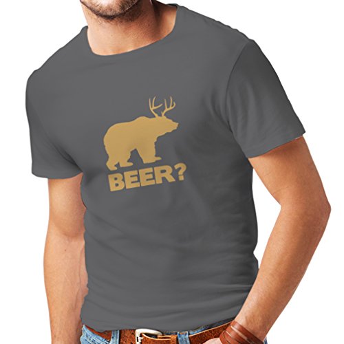 lepni.me Männer T-Shirt Der Bär Lustiger Bierliebhaber Humorvoll Parodisches Design (L Graphit Gold) von lepni.me