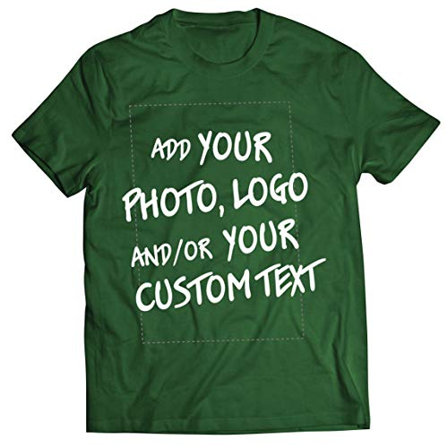 lepni.me Männer T-Shirt Machen Sie Ihren eigenen personalisierten Bedrucken Lassen Druck mit Lieblingsfoto oder Wunschtex (XL Dunkelgrün Mehrfarben) von lepni.me